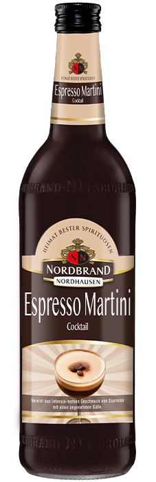 Das Foto zeigt die Echter Nordhäuser Espresso Martini Flasche