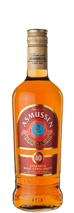 Das Foto zeigt die Asmussen 40 Rum-Verschnitt Flasche