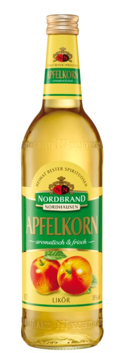 Das Foto zeigt die NN Apfelkorn Flasche