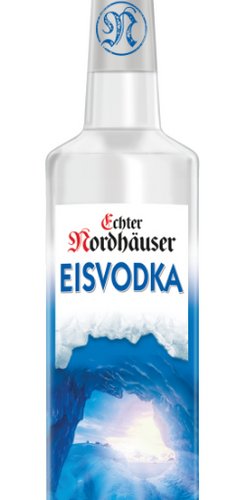 Das Foto zeigt die Echter Nordhäuser Eisvodka Flasche