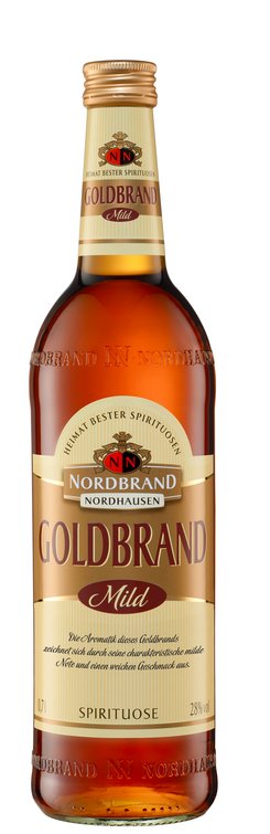 Das Foto zeigt die NN Nordgold Weinbrand Flasche