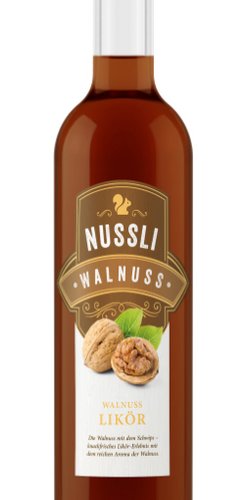 Das Foto zeigt die Nussli Walnuss Flasche