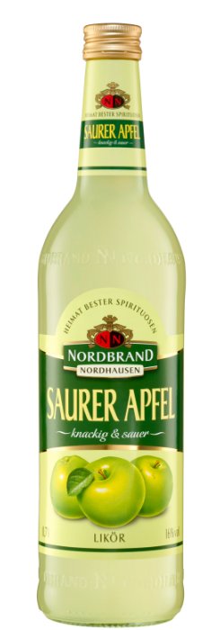 Das Foto zeigt die NN Saurer Apfel Flasche