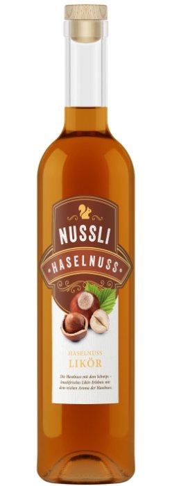 Das Foto zeigt die Nussli Haselnuss Flasche