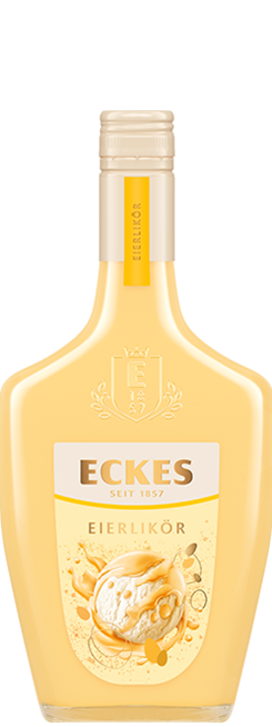 Das Foto zeigt die Eckes Eierlikör Flasche