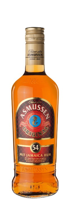 Das Foto zeigt die Asmussen 54 Rum Flasche