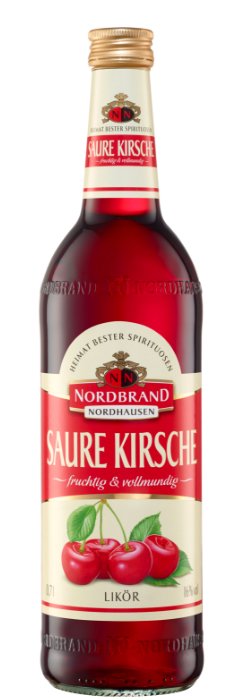 Das Foto zeigt die NN Saure Kirsche Flasche