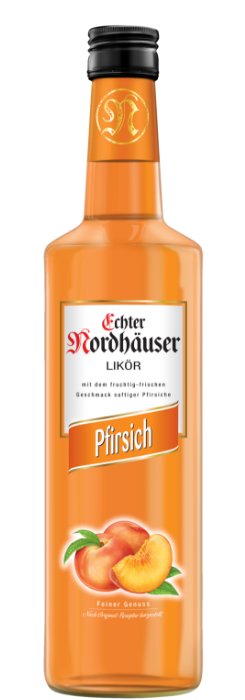 Das Foto zeigt die Echter Nordhäuser Pfirsich Flasche