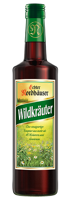 Das Foto zeigt die Echter Nordhäuser Wildkräuter Flasche